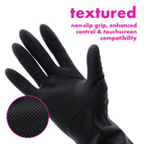 Colortrak Reusable Latex Salon Gloves, Black, Powder-Free Textured Grip Hair Color Gloves for Chemical Processing & Salon Services, Long Cuff, 20