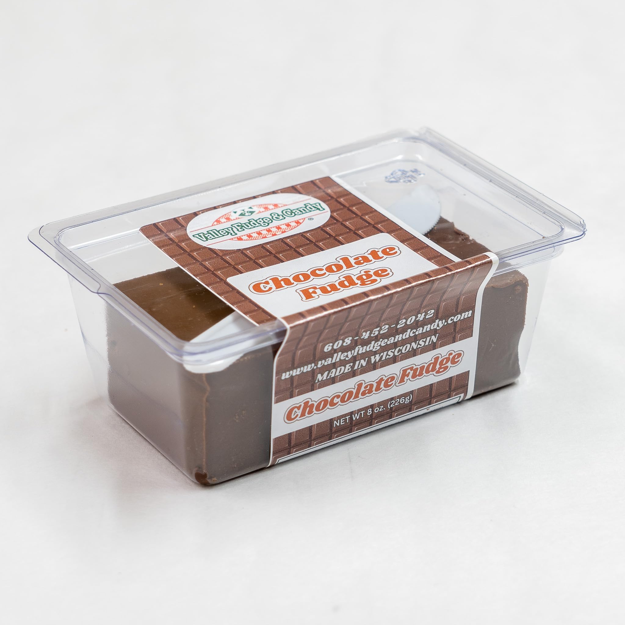 Valley Fudge Chocolate Fudge Half Pound | Fresh Artisan Fudge | Made with Real Wisconsin Butter | Handmade Small Batch | 8 oz Pack