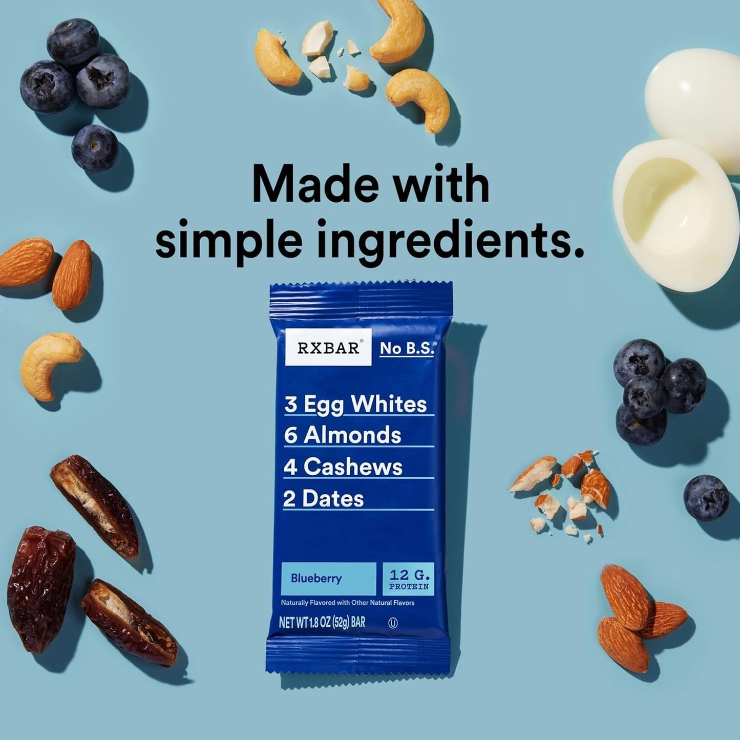 RXBAR Protein Bars, Bleuberry, 24 Count - Simple Ingredient Snack Bars