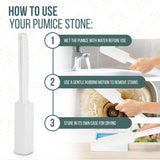 Powerstone Pumice Stone Toilet Bowl Cleaner with Extra Long Handle - 1 Pack | 3'' Longer Handle | Remove Hard Water Stains, Rings & Limescale from