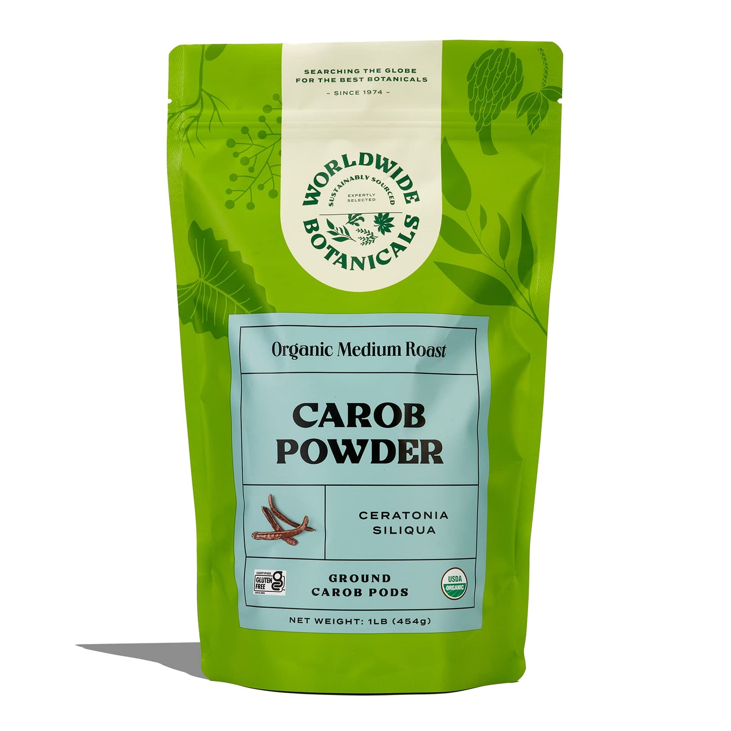 Worldwide Botanicals Organic Carob Powder, Medium Roast - 1 lb - Caffeine Free Cocoa Alternative - Low Fat Super Food with Natural Sweetness- Gluten Free, Kosher, 16 ounces