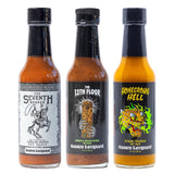 Sauce Leopard Extra Hot Sauce Variety 3-Pack - The Seventh Reaper, The 13th Floor, Homegrown Hell - Ghost Pepper, Carolina Reaper, Spicy Gift Set, 5