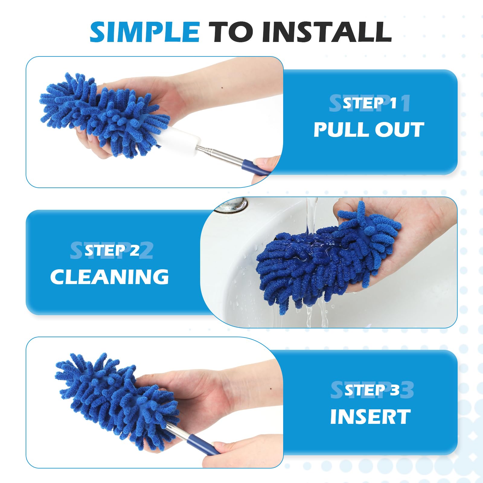 ZZ LAZYCOTTAGE 12 Pack Microfiber Dusters for Cleaning, High Duster with Extension Pole, Long Handled Feather Dusters, Household Cleaning Supplies