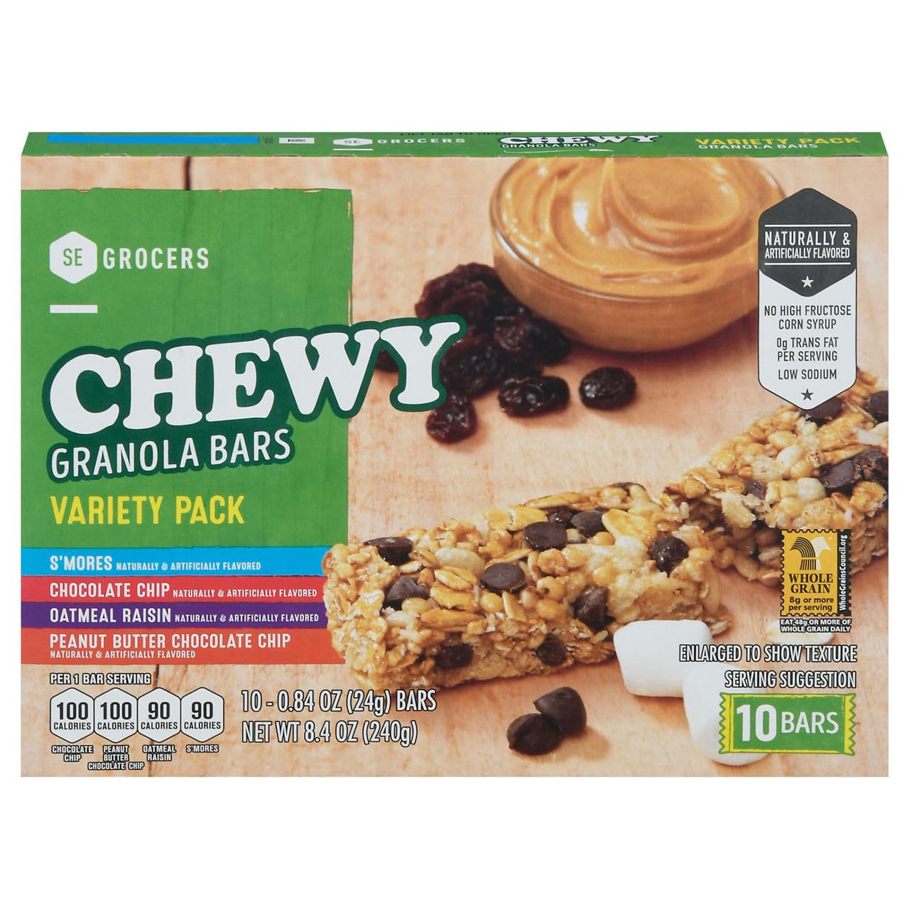 Se Grocers, Chewy Granola Bar Variety Pack, 10 Count