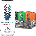 Gorilla Mind Energy Drink | Unmatched Energy · Amplified Focus | N-Acetyl-L-Tyrosine, Alpha-GPC, 200mg Caffeine, Uridine, Saffron | 0 Sugar Or