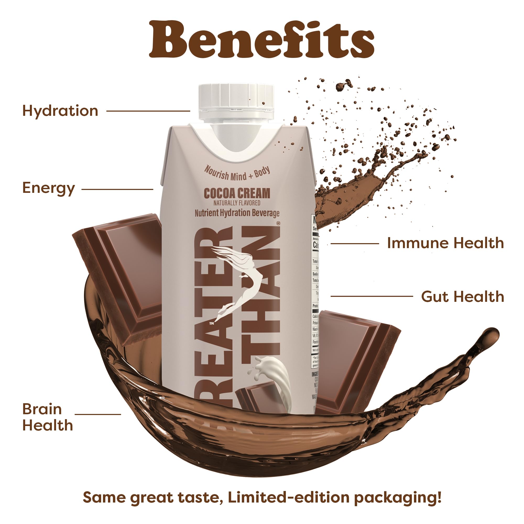 Greater Than Nutrient Hydration Beverage, Electrolyte Drink for Gut Health & Energy with Coconut Water, Vitamins, Gluten Free, Plant Based, Low Sugar