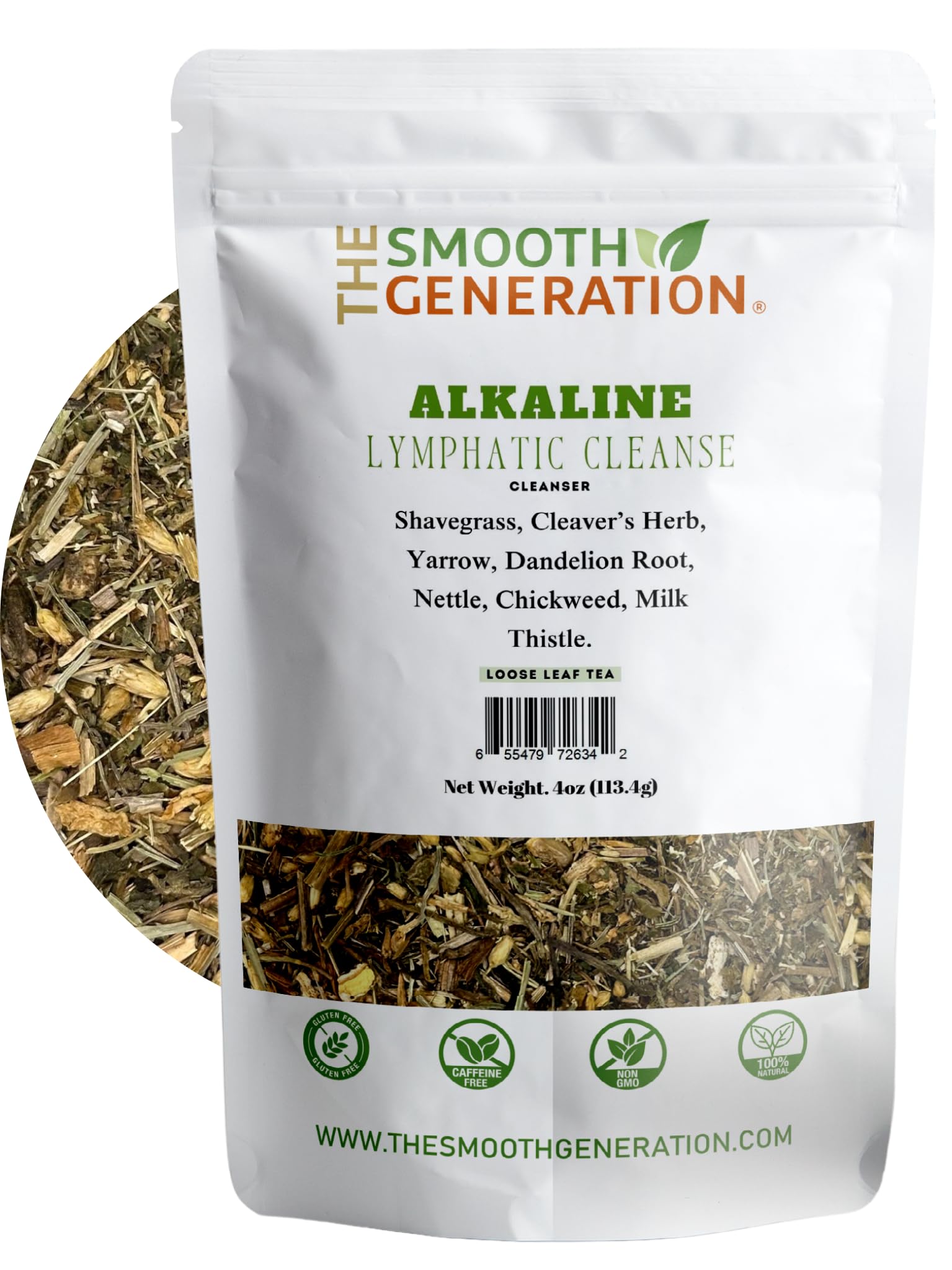 Alkaline Lymphatic Cleanse Tea, Herbal Blend for Detox and Drainage, 4 oz