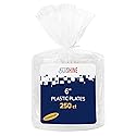 BluShine 250 Pack - 6 Inch White Plastic Plates Disposable Strong and Sturdy