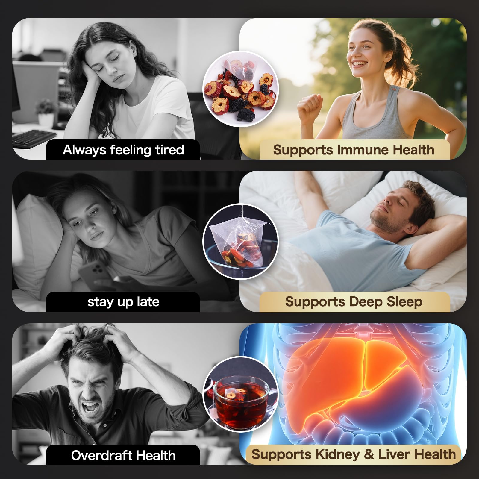 Kidney Tea Formula Ginseng Six Treasure Tea, Kidney Cleanse Detox & Repair with 8 Precious Ingredients for Men and Women, Traditional Plant Root Blend