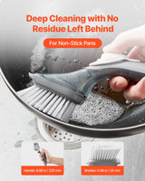 VEVOR Soap Dispensing Dish Brush, Kitchen Scrub Brushes with 3 Brush Heads, Dish Cleaning Brushes with PP Handle and Curved Bristles, Ideal for Pots