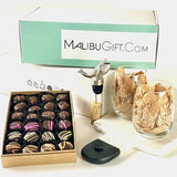 Gourmet Chocolate Candies and Wine Accessory Gift Box. 1 lb of Dark Chocolate Gourmet Truffle Cream Candies, a Whale Aerator and Pourer, two Etched