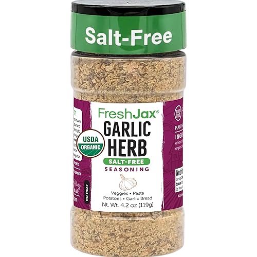 FreshJax Salt-Free Garlic Herb Seasoning (4.2 oz) All-Purpose Garlic Herb Blend. Made in USA, Non-GMO Gluten-Free Gourmet Dry Rub for Pasta, Chicken
