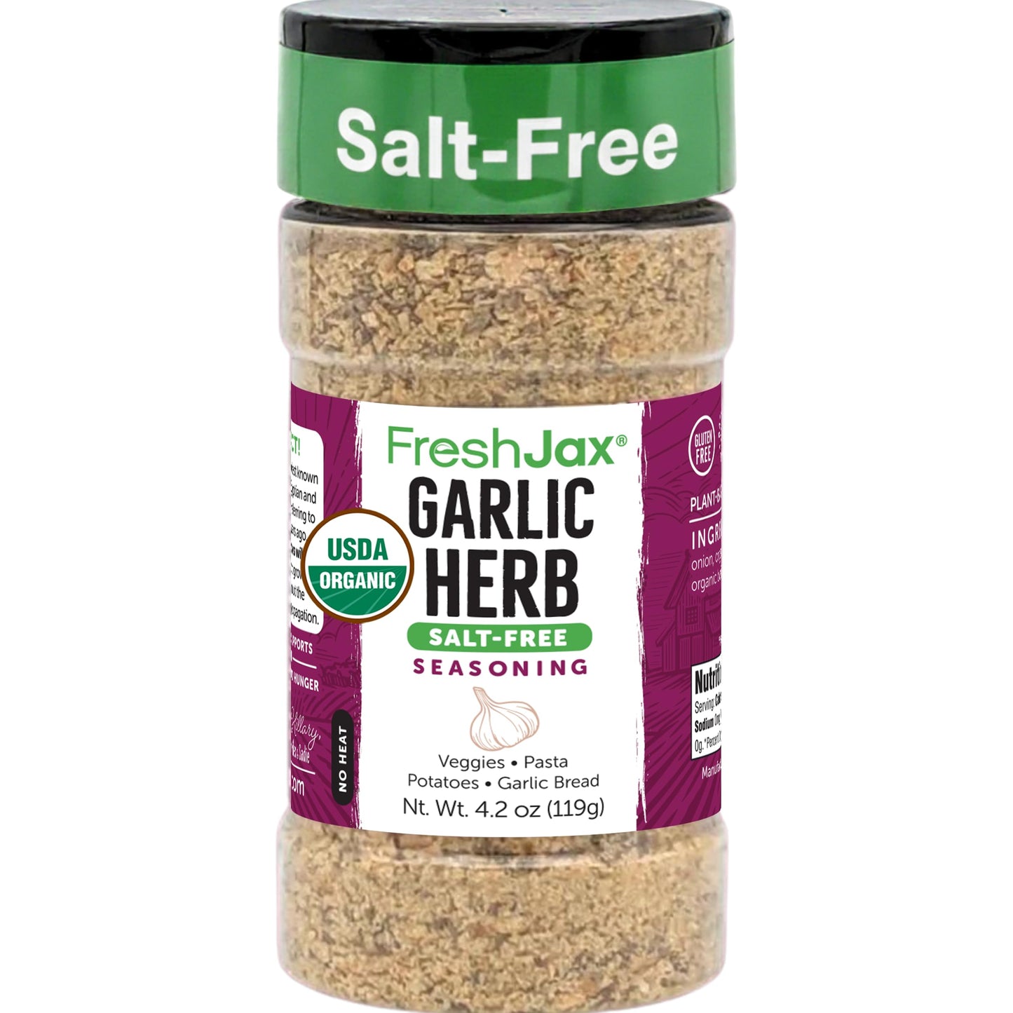 FreshJax Salt-Free Garlic Herb Seasoning (4.2 oz) All-Purpose Garlic Herb Blend. Made in USA, Non-GMO Gluten-Free Gourmet Dry Rub for Pasta, Chicken