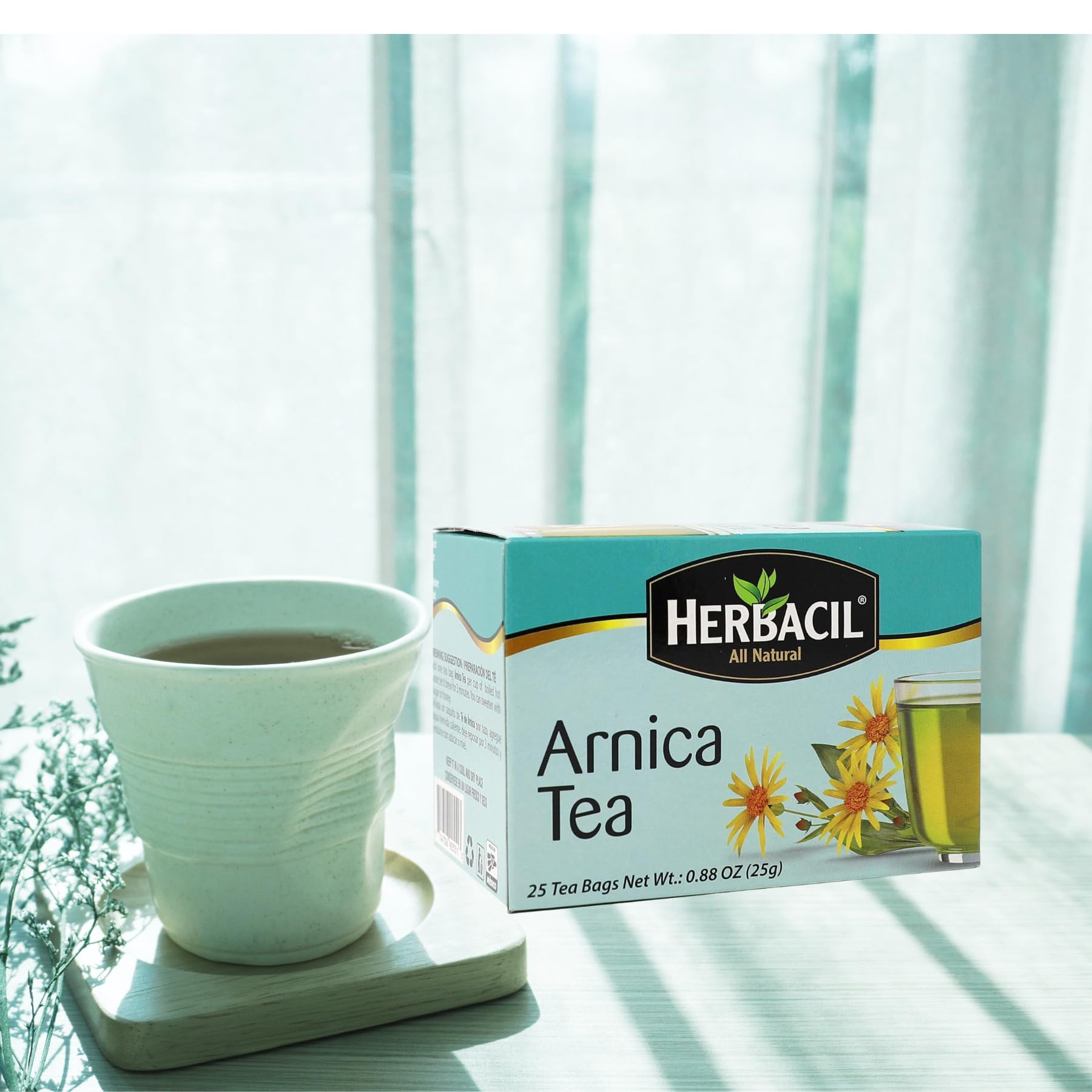 Herbacil Arnica Herbal Tea, Herbal Blend, Caffeine-Free, All Natural, 3-pack of 25 bags per box (75 Tea Bags), 0.88 oz Each