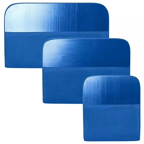 QIKUSI 3pcs/Set Carbon Fiber Film Install Squeegee Vinyl Car Wrap PPF Rubber Scraper Glass Window Tinting Household Cleaning Tool (Blue)