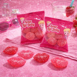 4E's Novelty 30 Packs Sour Lip Gummies, Strawberry Flavor Sour Pucker Up Gummy, Small Individually Wrapped Bulk (4 Jellies per Bag) Classroom Exchange