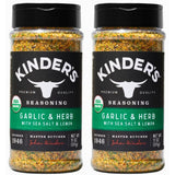 Kinder (Pack of 2 Organic Garlic & Herb Seasoning with Sea Salt & Lemon, USDA Organic, Gluten Free Dry Rub - Premium Spice Blend for Chicken, Seafood