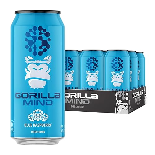 Gorilla Mind Energy Drink | Unmatched Energy · Amplified Focus | N-Acetyl-L-Tyrosine, Alpha-GPC, 200mg Caffeine, Uridine, Saffron | 0 Sugar Or