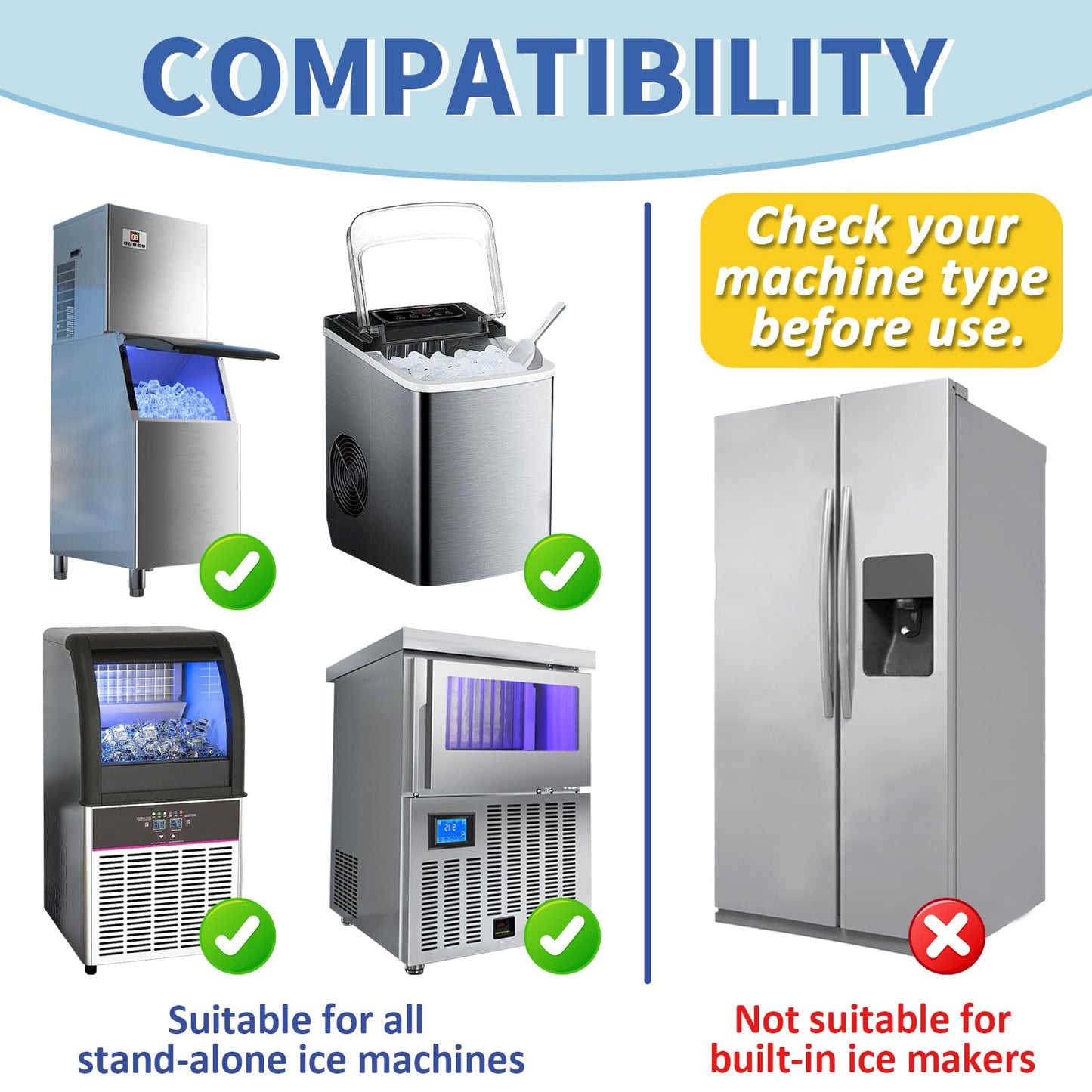 STREALE Ice Machine Cleaner Maker and Descaler - 24 Ice Maker Cleaner Tablets Compatible with All Major Brands, Nickel Safe Descaler Countertop