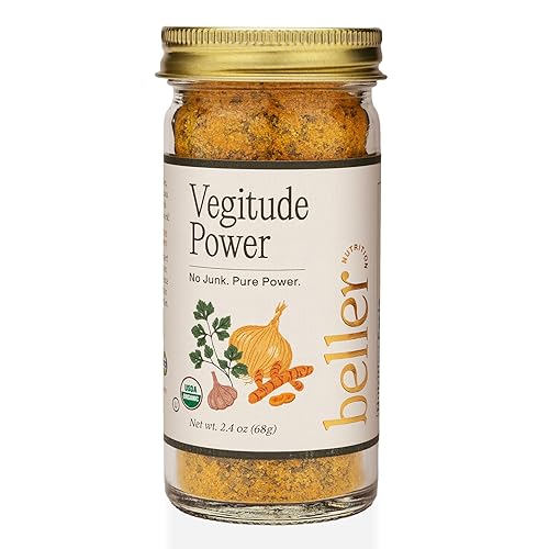 Beller Nutrition Vegitude Power | 1.4 oz | Organic Onion Powder & Garlic Powder No Salt Seasoning Spice Blend with Tumeric & Parsley | All-In-One