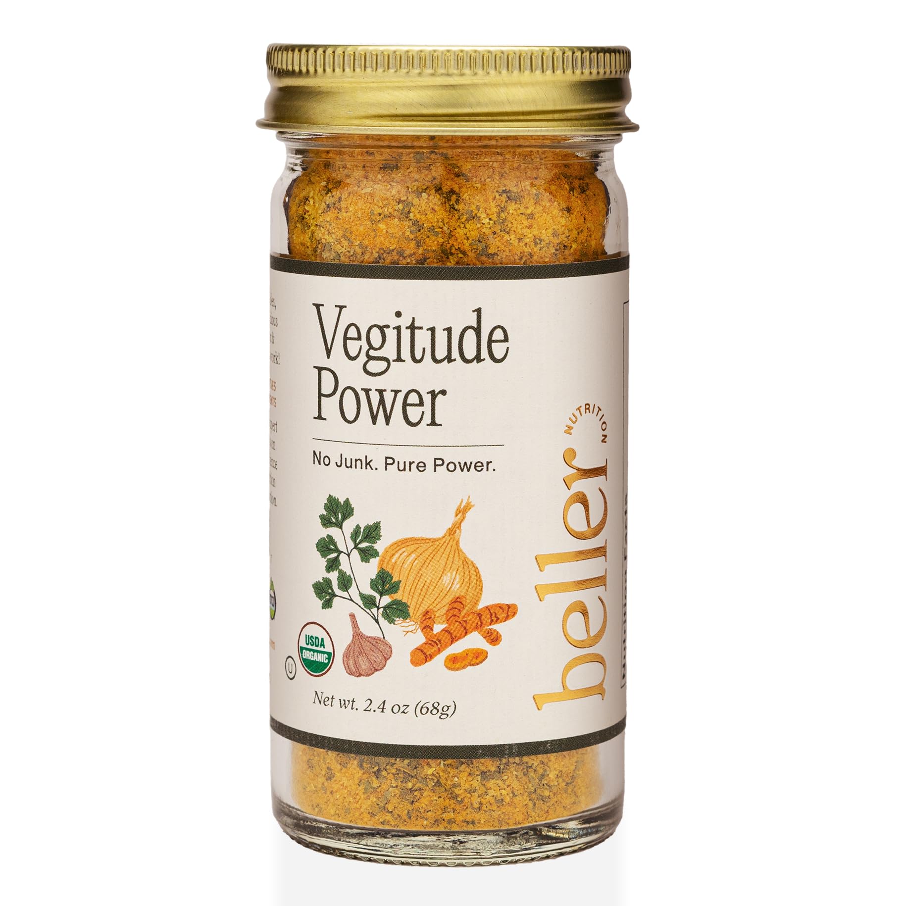 Beller Nutrition Vegitude Power | 1.4 oz | Organic Onion Powder & Garlic Powder No Salt Seasoning Spice Blend with Tumeric & Parsley | All-In-One
