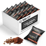Colonial Coffee 100 Count Single Pot Coffee Packets - 100% Arabica Decaf Colombian Medium Roast | Pre-Measured Frac Packs for 12 Cup Maker | Bulk