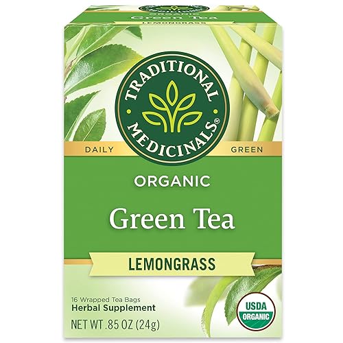Traditional Medicinals Tea, Organic Green Tea Lemongrass - Supports Everyday Wellness - Kosher, Non-GMO -16 Tea Bags