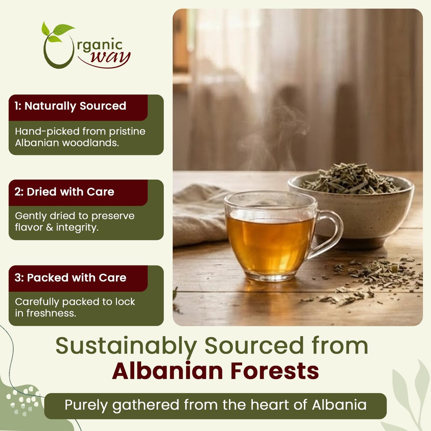 Organic Way Sage Leaf Cut & Sifted (Salvia officinalis) | Herbal Tea - European Wild-Harvest | Kosher Certified | Raw, Non GMO & Gluten Free | USDA