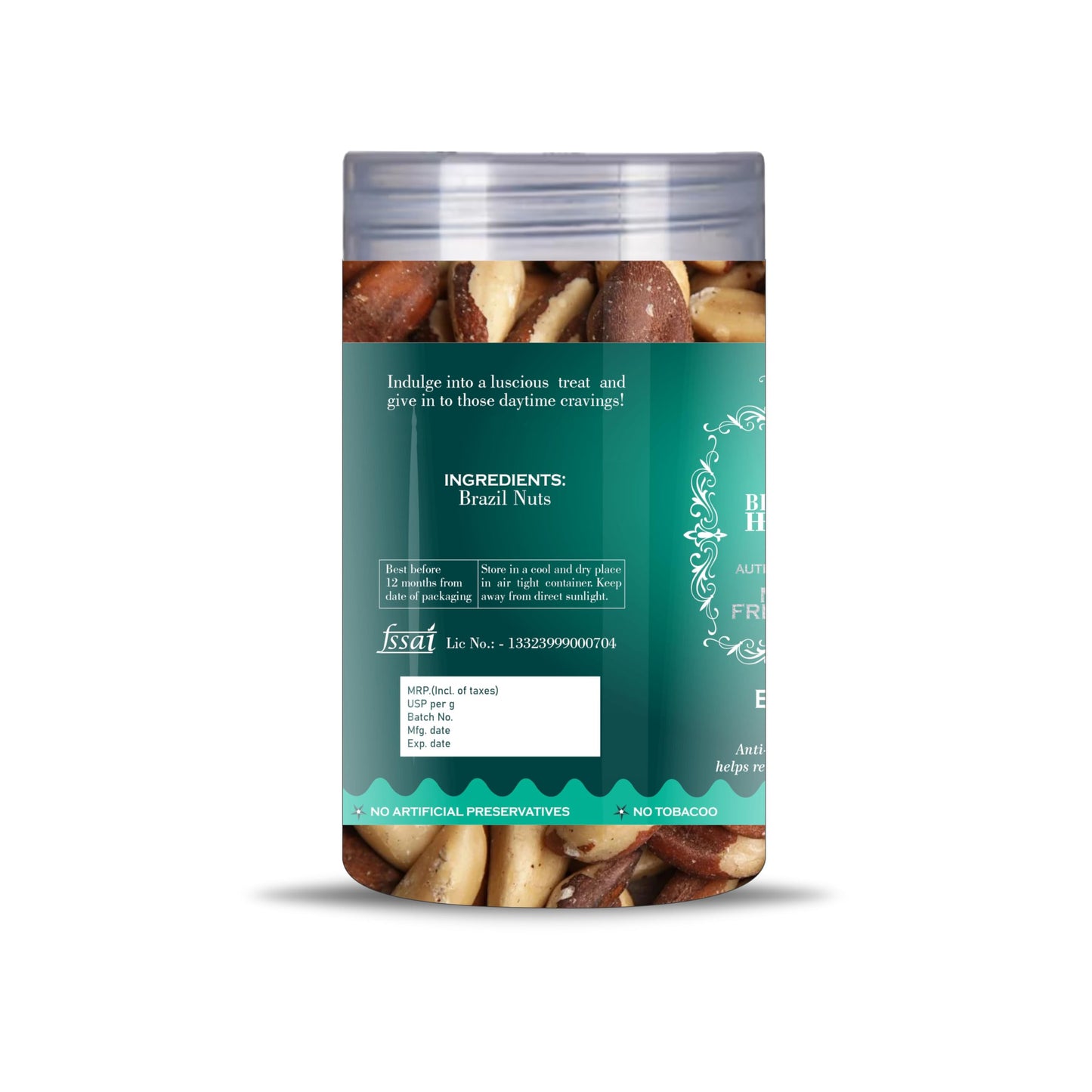 Blessfull Healing Brazil Nuts 5 Oz(Ounce) Airtight Container With Spoon