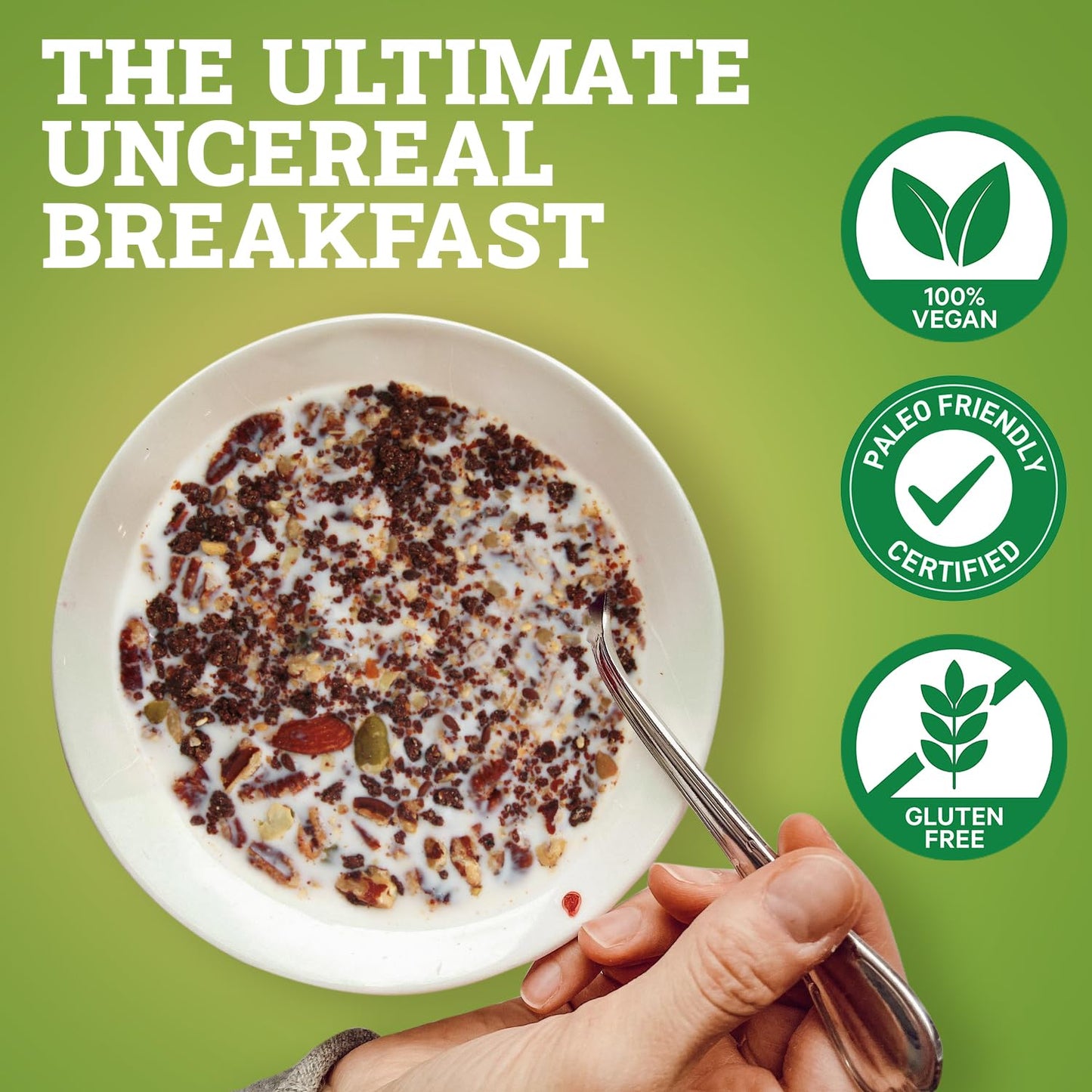 Apple Cinnamon Un-Cereal™ Granola Gluten Free and Grain Free, Dehydrated 9.3oz Pack of healthy granola, Perfect for Smoothies, Free from Cheap