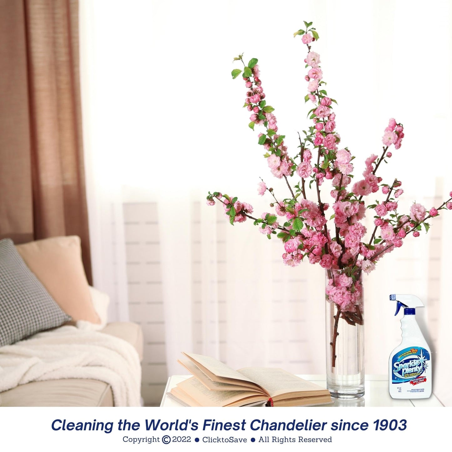 Sparkle Plenty Chandelier Cleaner Drip Dry Spray No Wipe - Dust Remover & Streak Free Glass Cleaner Spray for Crystal Chandelier & Window Screen
