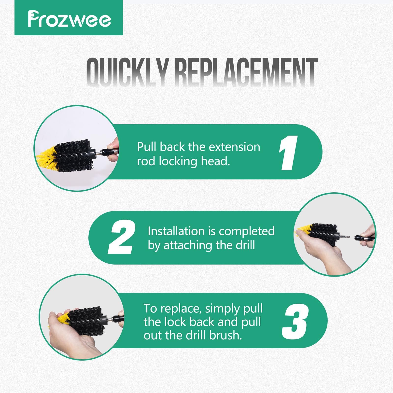 Prozwee 2PACK Tile Corner Drill Brush,Upgraded Powerful Scrubber Brush Made to Tackle Corner Stains,Cleaning Corner of Grout, Tiles, Sinks, Bathtub