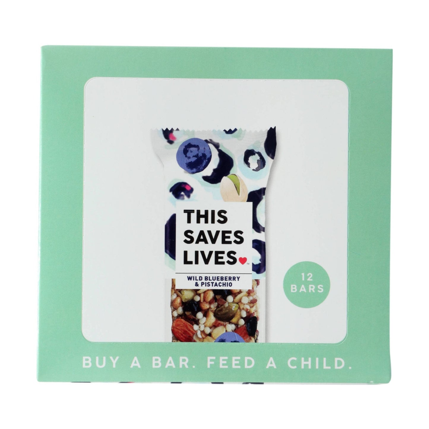 This Saves Lives Gluten-Free Snack Bars, Helping to End Child Hunger, Individually Wrapped Healthy Snack Bars, Non-GMO, Wild Blueberry Pistachio