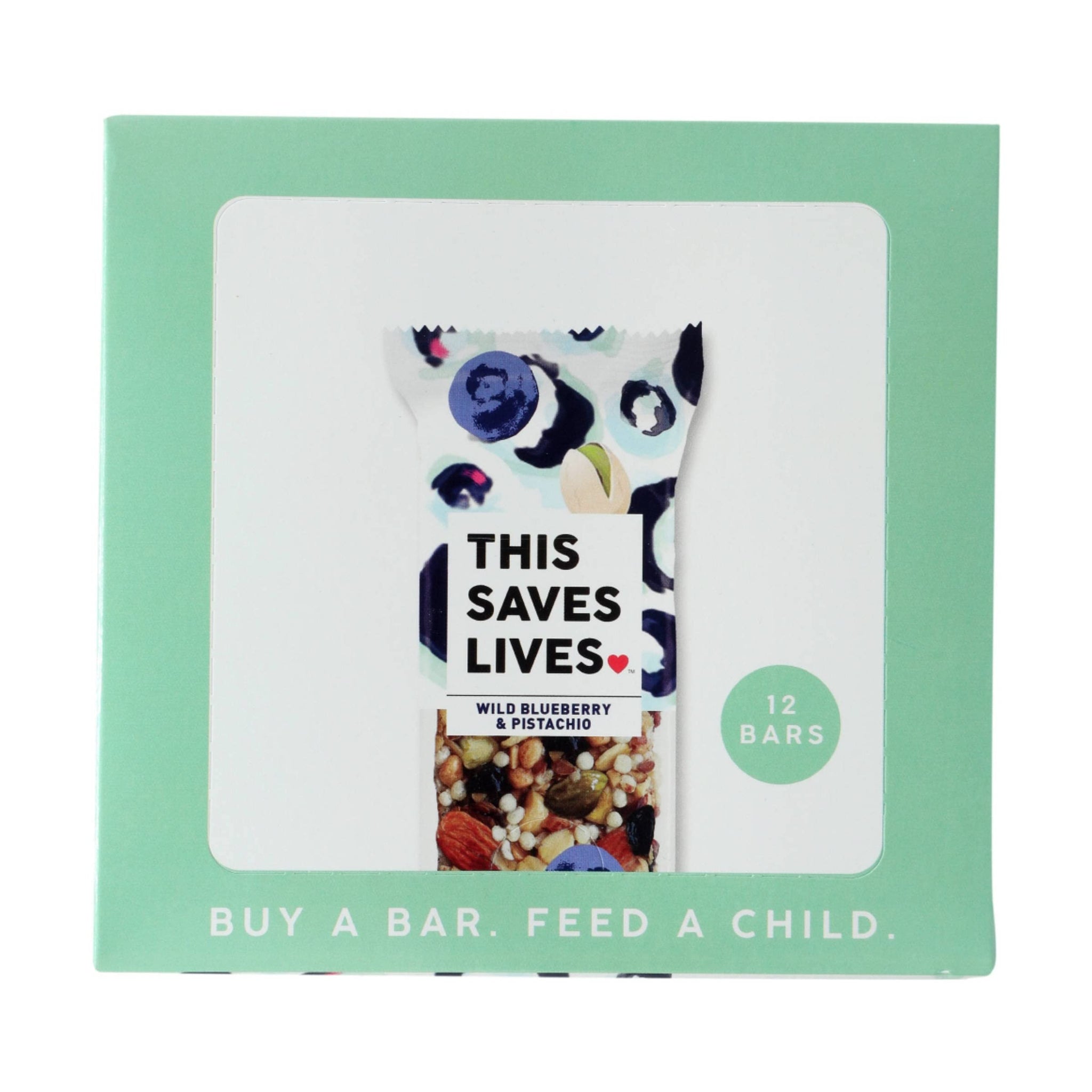 This Saves Lives Gluten-Free Snack Bars, Helping to End Child Hunger, Individually Wrapped Healthy Snack Bars, Non-GMO, Wild Blueberry Pistachio