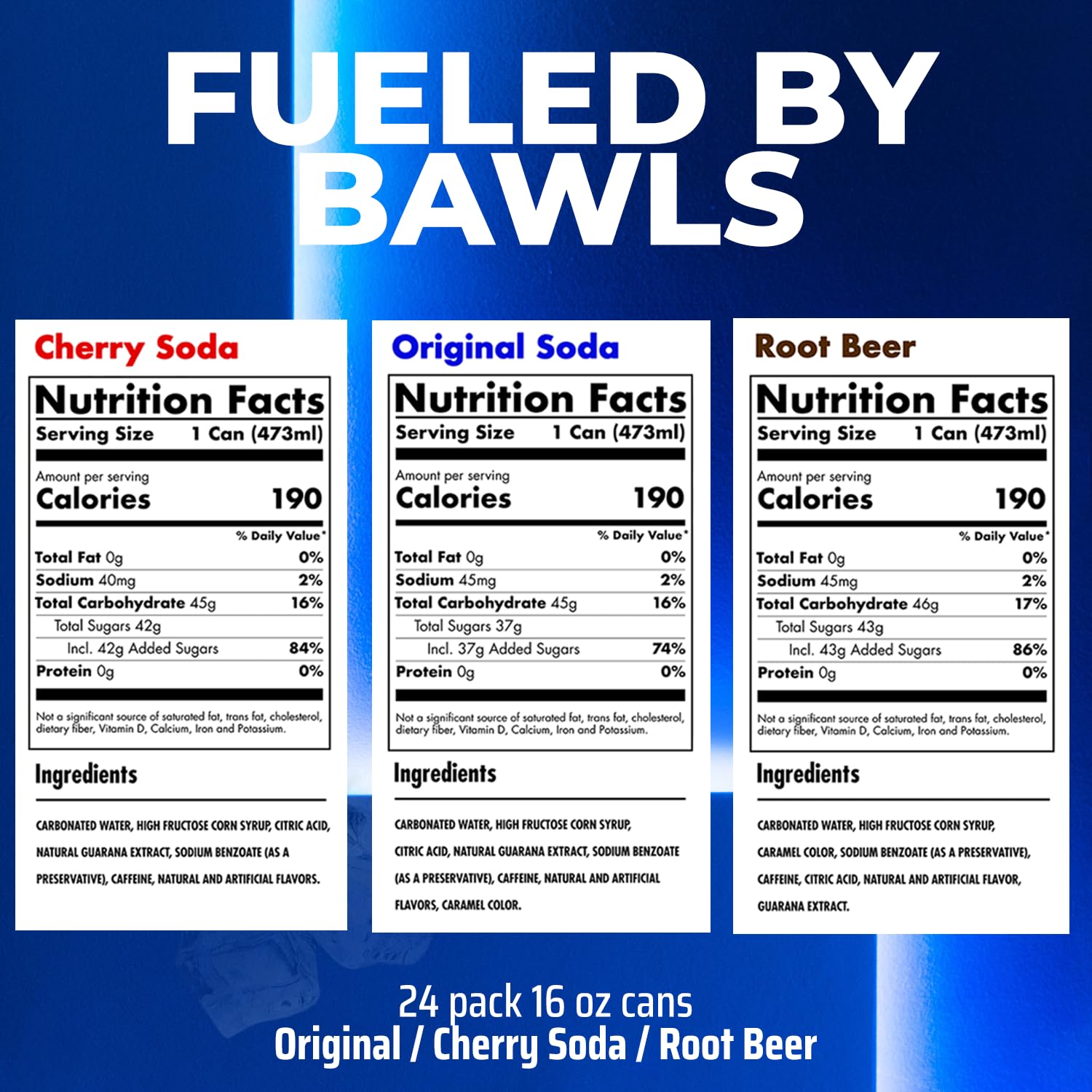 BAWLS Guarana Variety Pack, BAWLS Guarana Drink, Guarana Soda, Guarana Fueled Soda for Energy, High Energy Caffeinated Drink, 16oz 24 Pack Cans