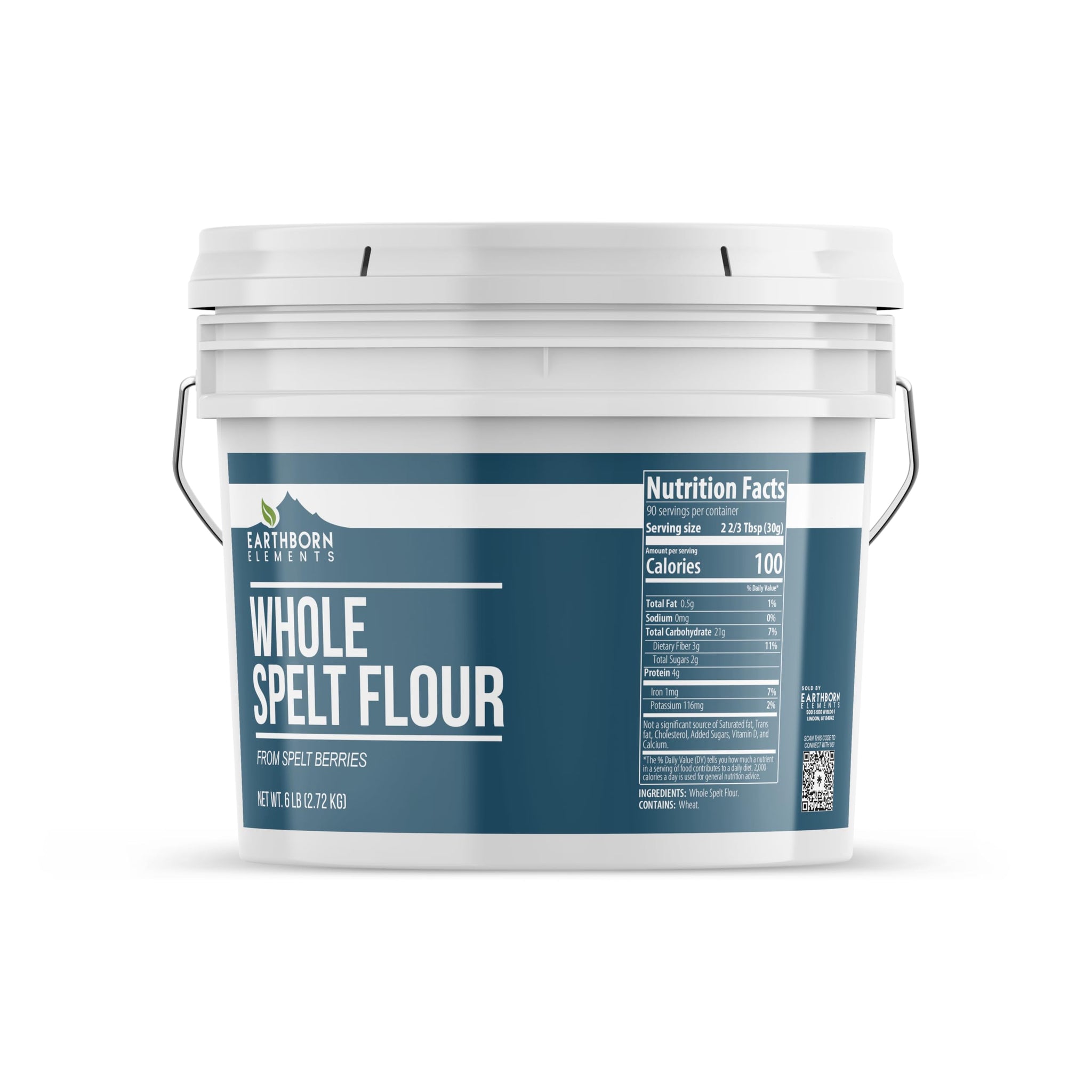 Earthborn Elements Whole Spelt Flour, 1 Gallon Bucket, Nutty Flavor, From Spelt Berries