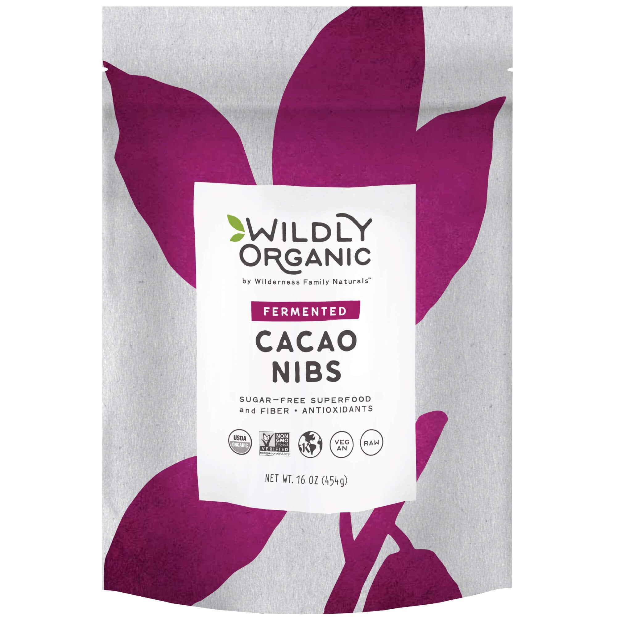 Wildly Organic Fermented Cacao Nibs 16 Oz, 1 lb Bag - Organic, Non-Alkalized, Minimally Processed, Raw, Non-GMO, Kosher, Vegan, Premium Rich Chocolate Flavor - Perfect in Smoothies, Yogurt, Oatmeal, Granola, Baking, Fruits, & Ice Cream
