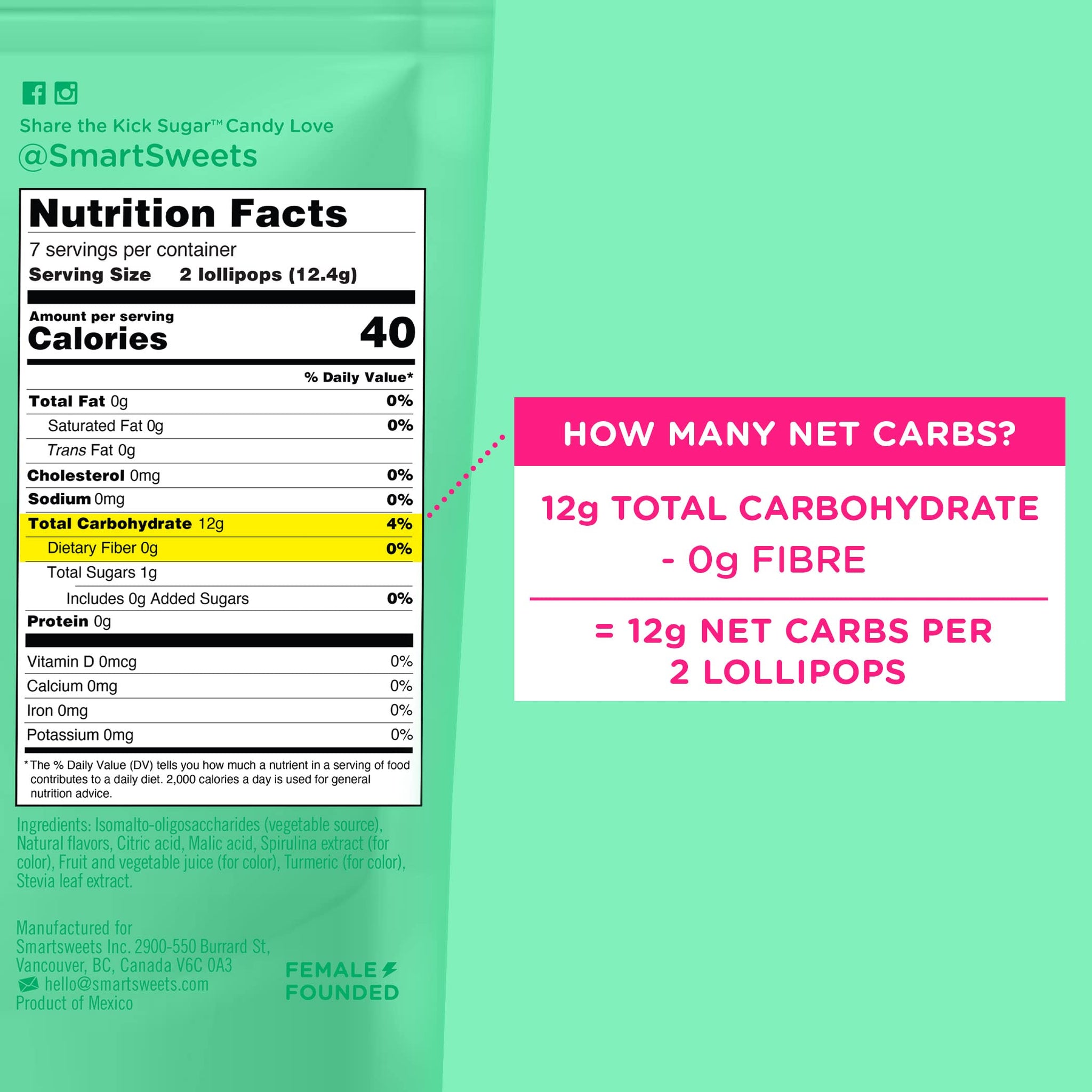 Smart Sweets, Blue Raspberry Watermelon Lollipops Multipack, 3 Ounce