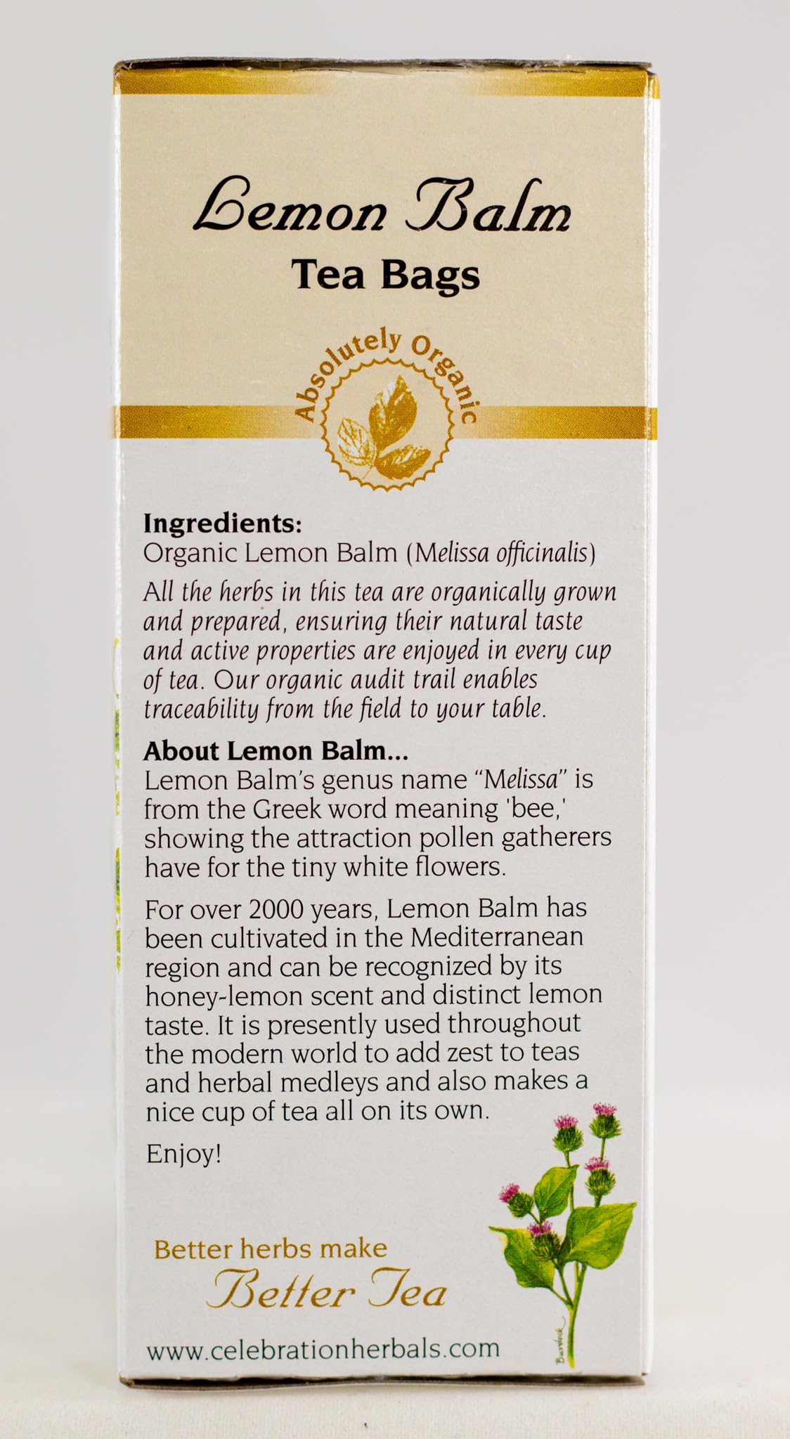 Celebration Herbals Lemon Balm Tea Bags, 24 Count