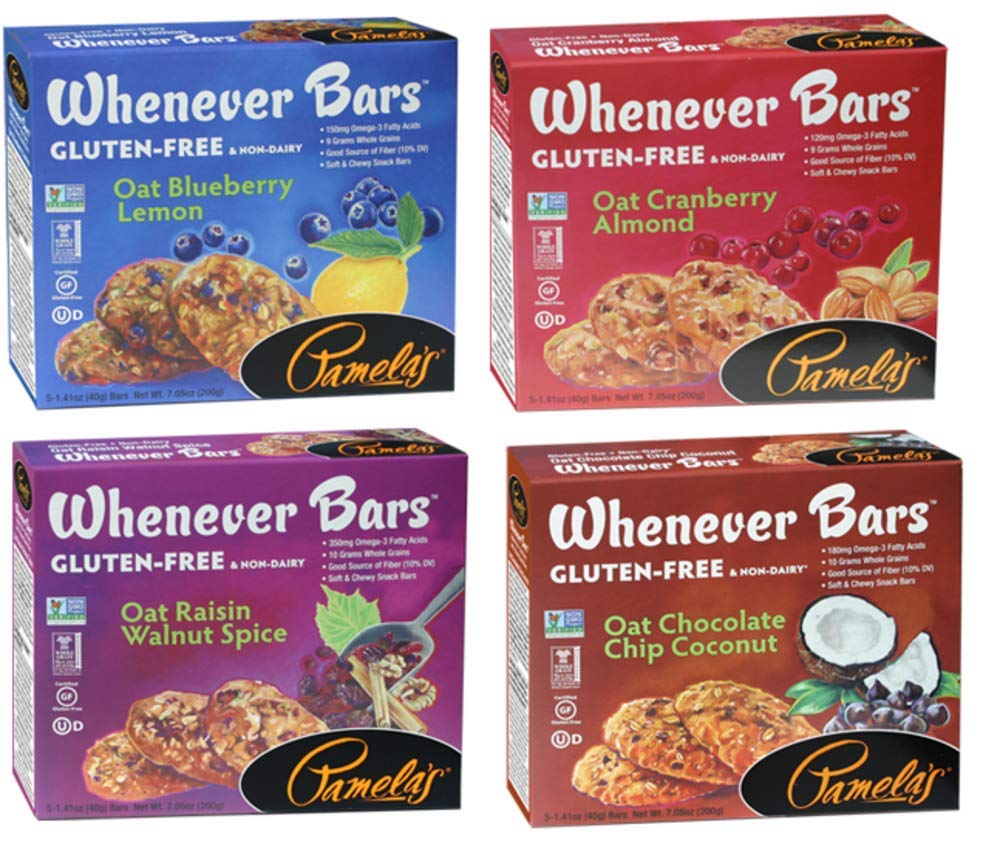 Pamela's Products Gluten Free Whenever Bars, Variety Pack of 4 Flavors, 20 Bars Total
