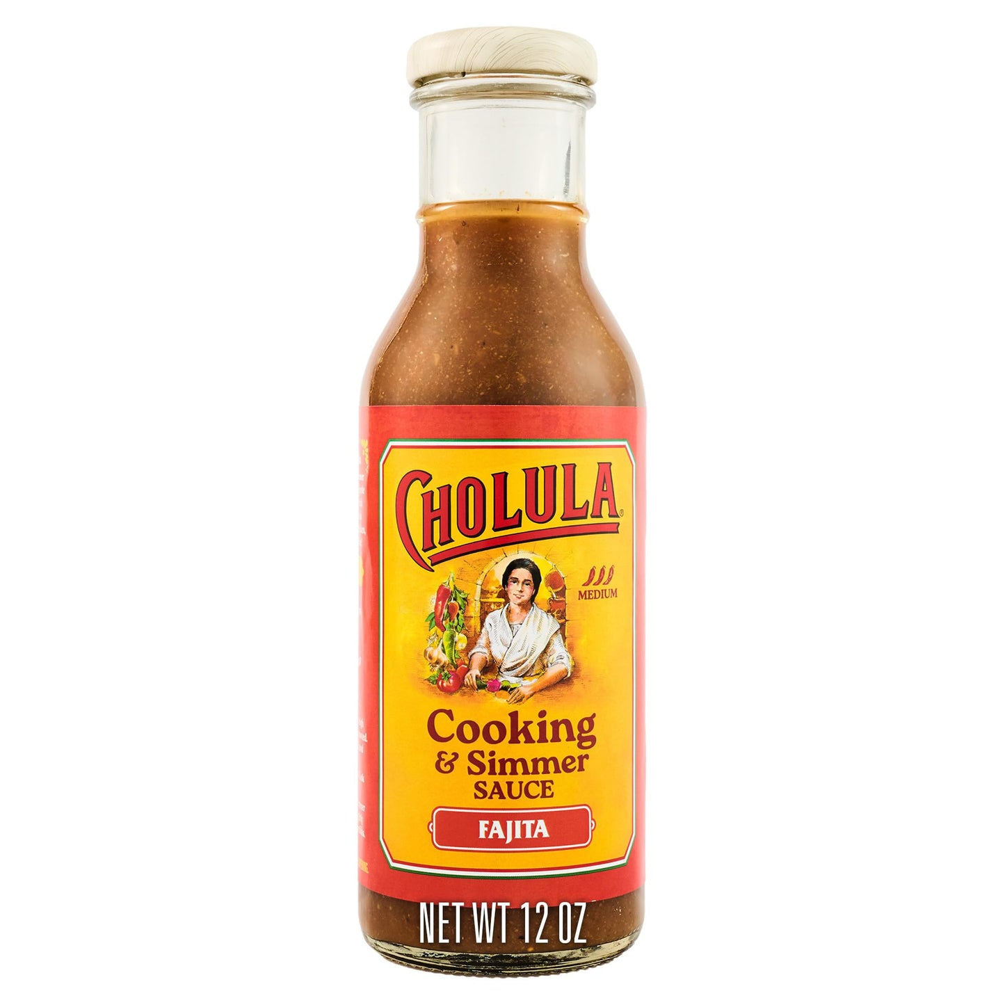 Cholula Cooking & Simmer Sauce, Fajita, Medium Heat, For Chicken, Steak, Shrimp & Veggie Fajitas, 12 fl oz