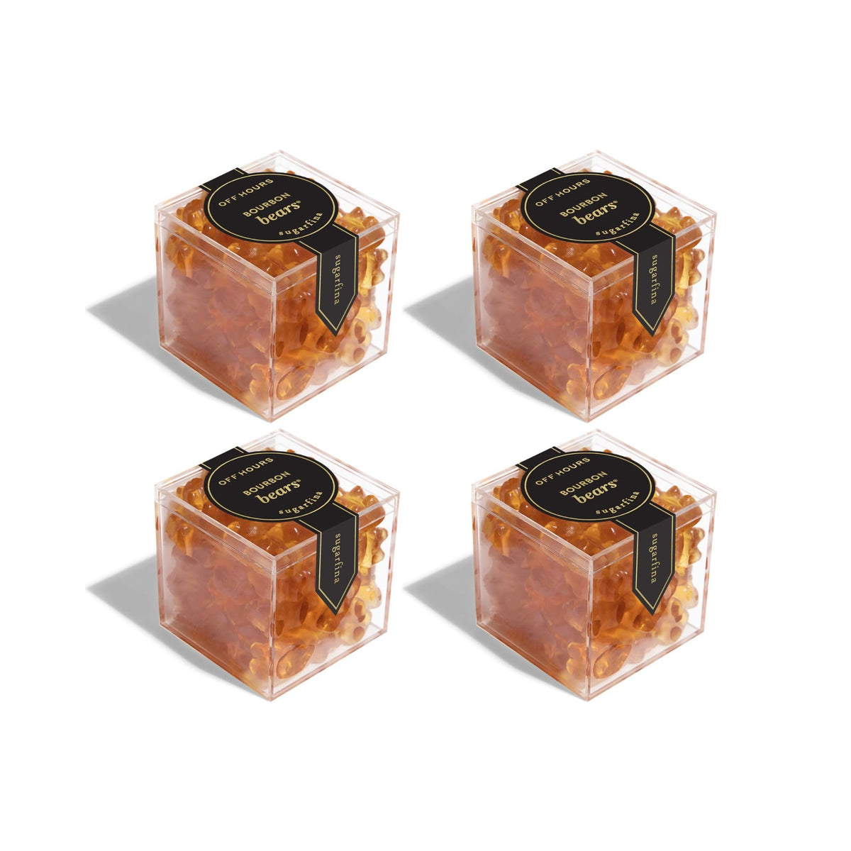 Sugarfina Bourbon Bears Small Candy Cube, 3.3 oz, 4 Count | Non-Alcoholic, Bourbon-Flavored Gummy Bears