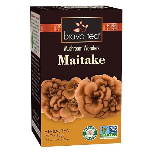 Bravo Tea Maitake Mushroom Herbal Tea, Caffeine Free 20 Tea Bags