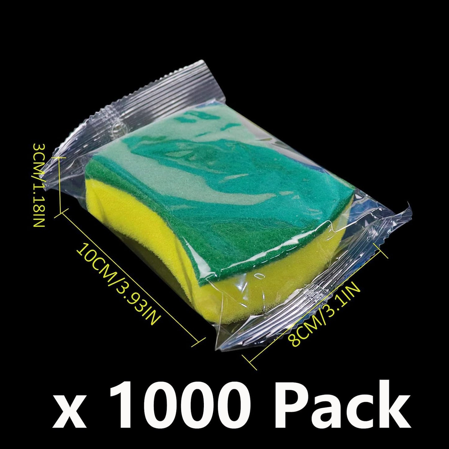 Kheoxusa 1000 Pcs Individually Wrapped Sponges,Sponge Individually Wrapped,Individually Wrapped Kitchen Sponges for Home Kitchen Scrub Dish Dishes