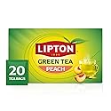Lipton Peach Green Tea Bags, Flavored, Unsweetened Teabags for Hot Tea or Peach Iced Tea with Caffeine and Flavonoids, 20 Total Tea Bags