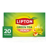 Lipton Peach Green Tea Bags, Flavored, Unsweetened Teabags for Hot Tea or Peach Iced Tea with Caffeine and Flavonoids, 20 Total Tea Bags