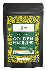 Jiva Organics Turmeric Tea Latte - Golden Milk Powder 7 Ounce Bag - Ashwagandha, Cardamom, Ginger, Black Pepper & More