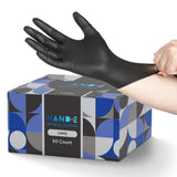 Hand-E Touch Black Nitrile Disposable Gloves Large, 50 Count - BBQ, Tattoo, Hair Dye, Cooking, Mechanic Gloves - Powder and Latex Free - Tattoo