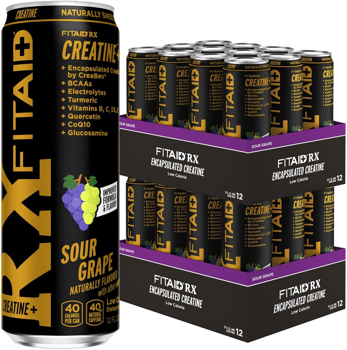 LIFEAID FITAID RX Recovery Blend Plus Creatine, BCAAs, Glucosamine, Turmeric, B-Complex, Electrolytes, 100% Clean, Paleo, Vegan and Gluten-Free, 12 Fl