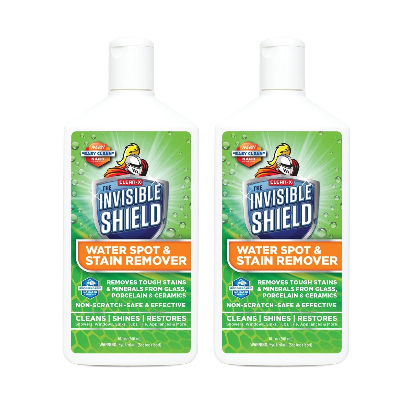 Invisible Shield Water Spot & Stain Remover Scrub 10 fl. oz. Removes Hard Water Spots and Soap Scum from Glass and Multi Surface by UNELKO- Clean-X